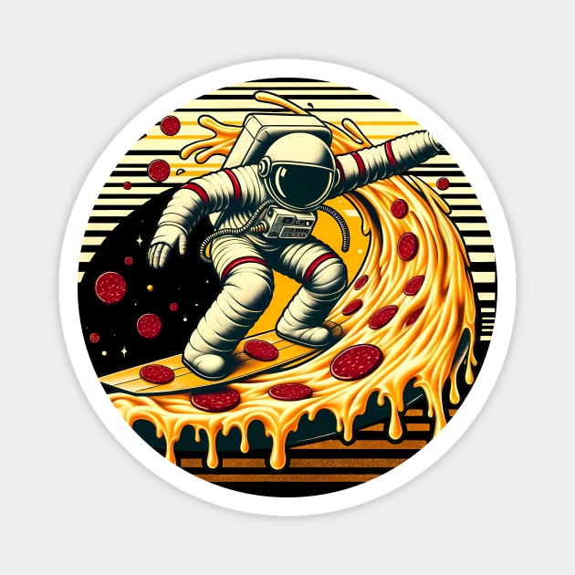 Funny Pizza Lover, Astronaut Surfing in Space Magnet by logiamerch